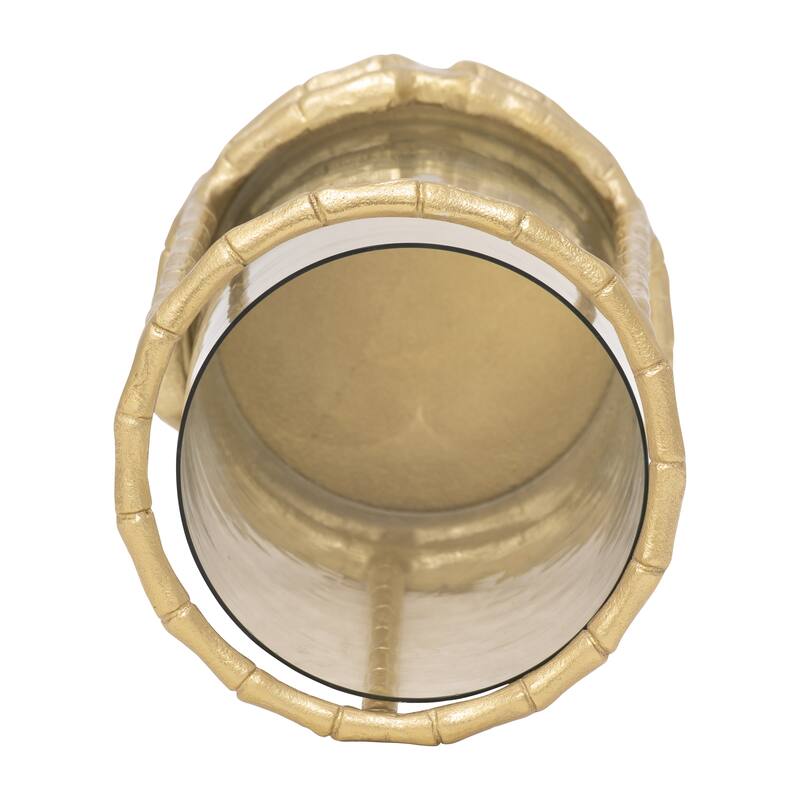 Aluminum Glass Sleek Hurricane Candle Holder - Gold, 9 in.