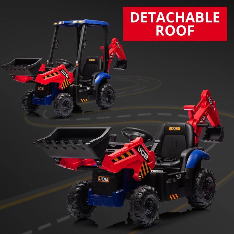 4 in 1 Ride on Excavator with Remote Control, 4 Transformable Forms Kids Excavator Digger