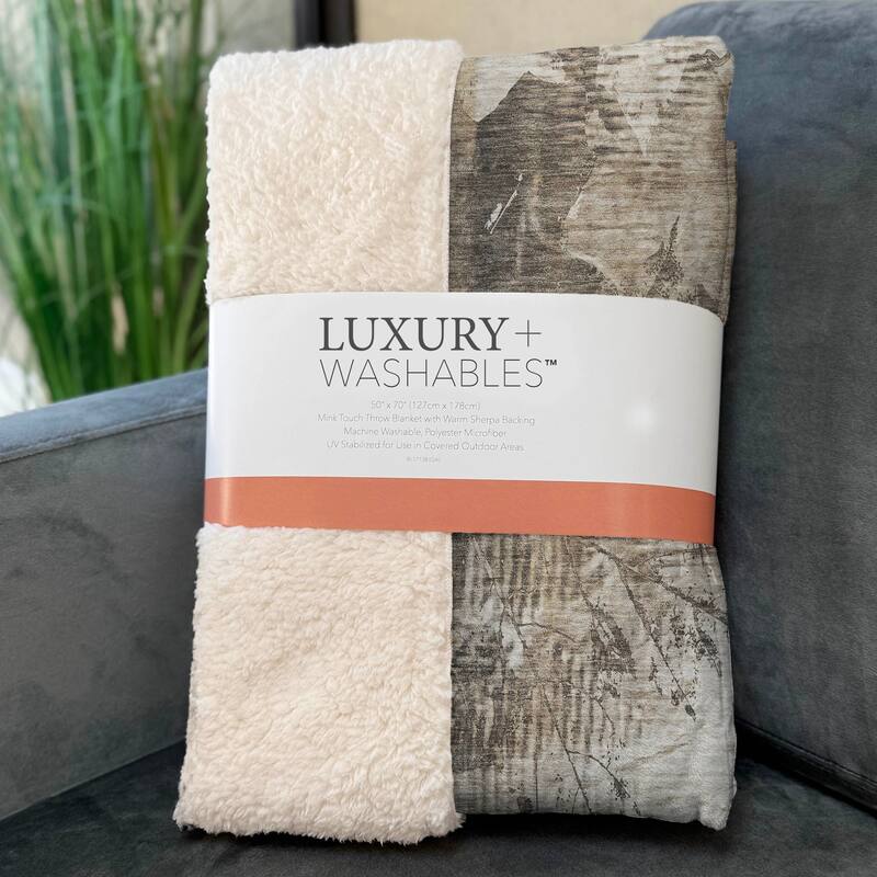 Premium Machine Washable Floral Abstract Sherpa Throw Blanket