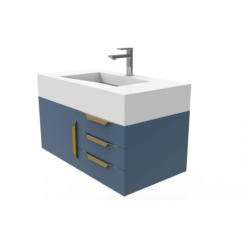 Nile 36-Inch Wall Mounted Bathroom Vanity Set w/ White Top