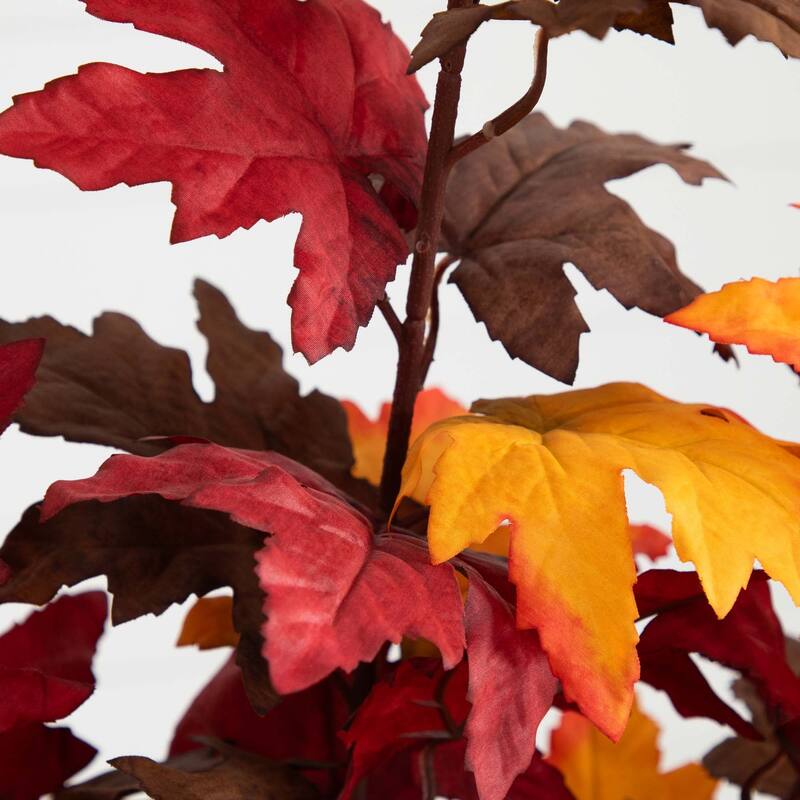 Smoky Maple Artificial Potted Tree - 4.25' - Orange and Red