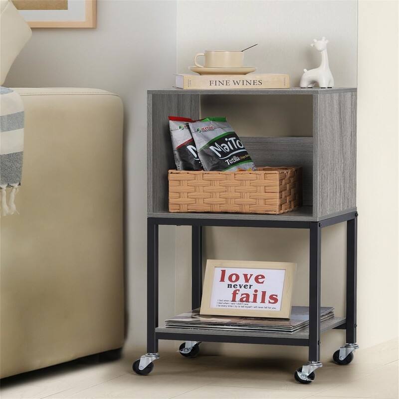 Vinyl Shelf with USB Ports and Outlets Turntable - 17.2 x 24.82 x 11.83