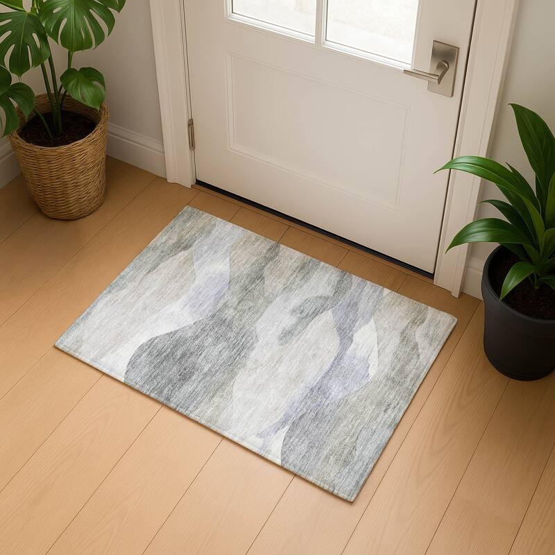 Premium Washable Super Soft Modern Waves Mayfield Rug - Beige - 1'8" x 2'6"