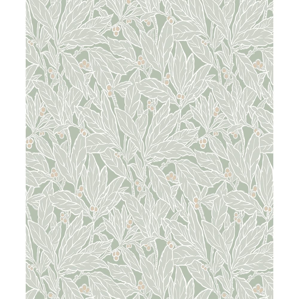 Seabrook Designs Leaf and Berry Nonwoven Unpasted Wallpaper