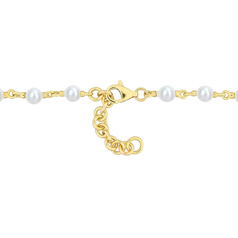 Miadora 3.5-4mm Cultured Freshwater Pearl Station Bracelet in 10k Yellow Gold