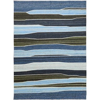 Shahbanu Rugs Hand Woven Flat Weave Kilim Organic Blue And Brown ...