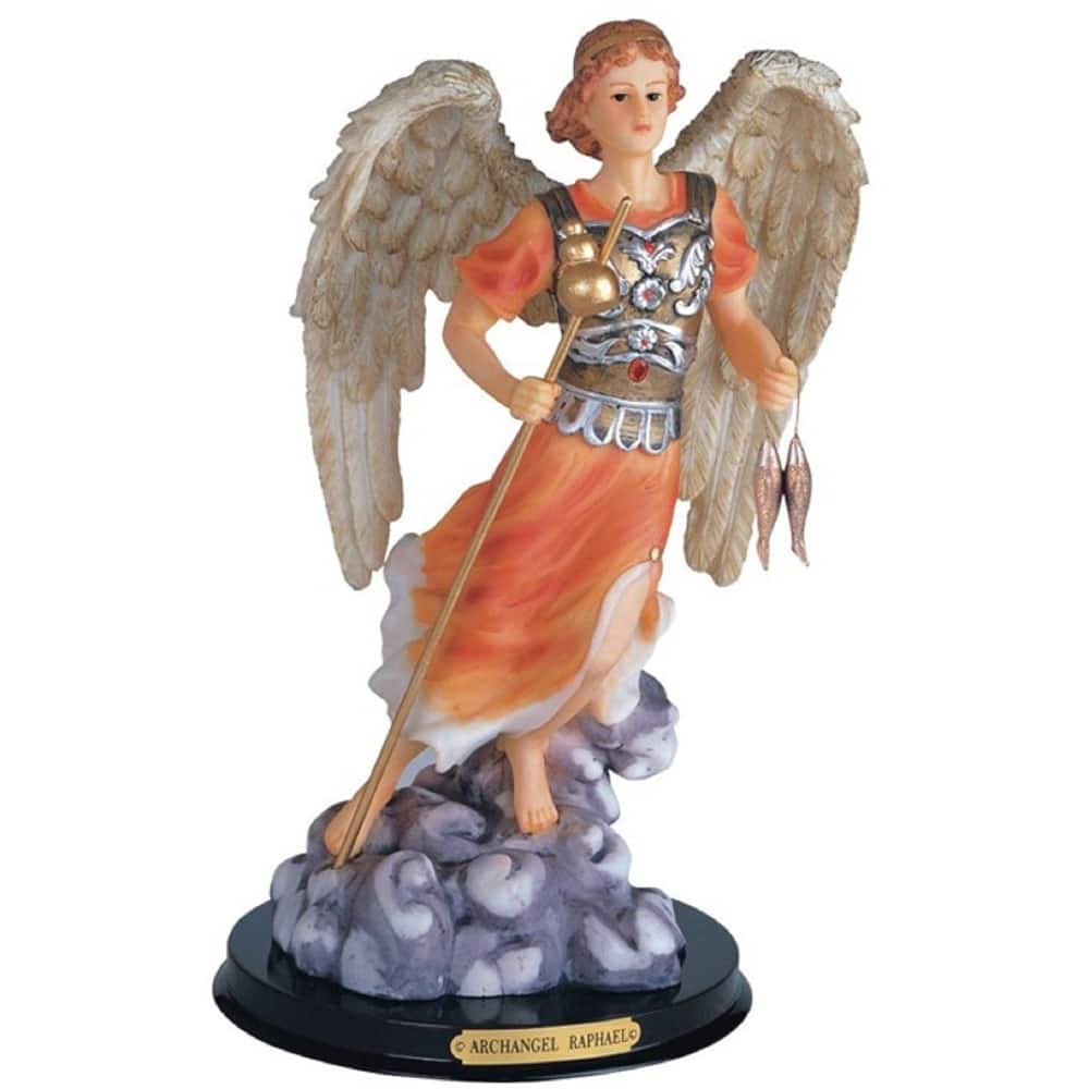 Q-Max 12"H Archangel Raphael Statue Angel of Healing Holy Figurine Religious Decoration