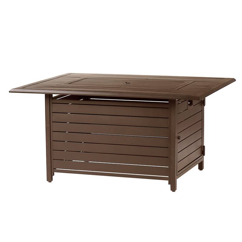 Rectangular 48 in. x 36 in. Aluminum Propane Fire Pit Table, Glass Beads, Two Covers, Lid, 57,000 BTUs - N/A