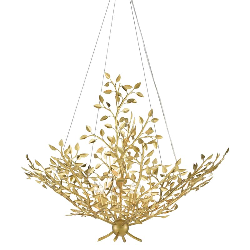 Currey & Company Huckleberry Chandelier - 38"h x 38"dia - 38"h x 38"dia - Contemporary Gold Leaf