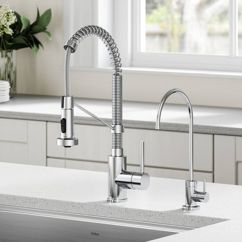 Kraus Purita Drinking Water Dispenser Beverage Kitchen Faucet - FF-100 - 12" H with Bolden kitchen faucet KPF-1610 - CH - Chrome