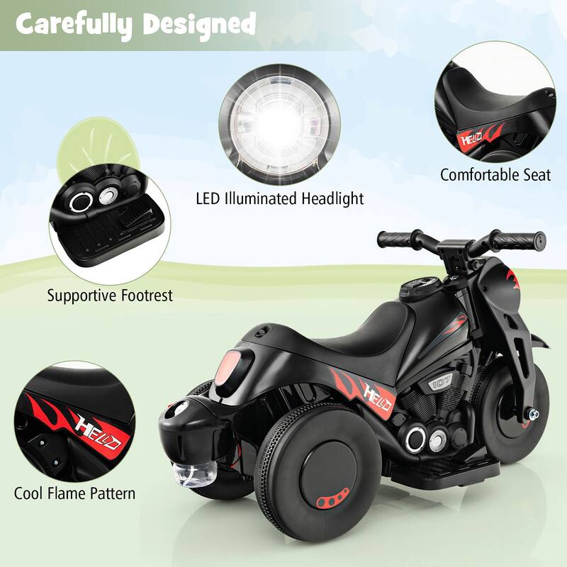 Gymax 6V Kids Bubble Car Electric Ride on Motorcycle w/ Music Button &
