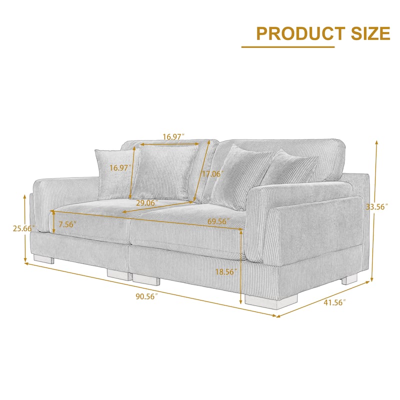 90" Corduroy Modular Sofa Reclining Sectional