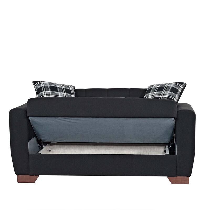 Collection Upholstered Convertible Loveseat With Storage - Black