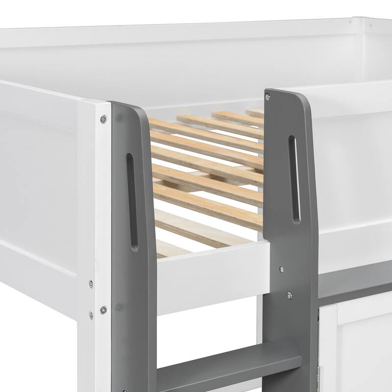 Full Loft House Bed with Playhouse & Storage, Modern Wood Cabin Bed for Kids