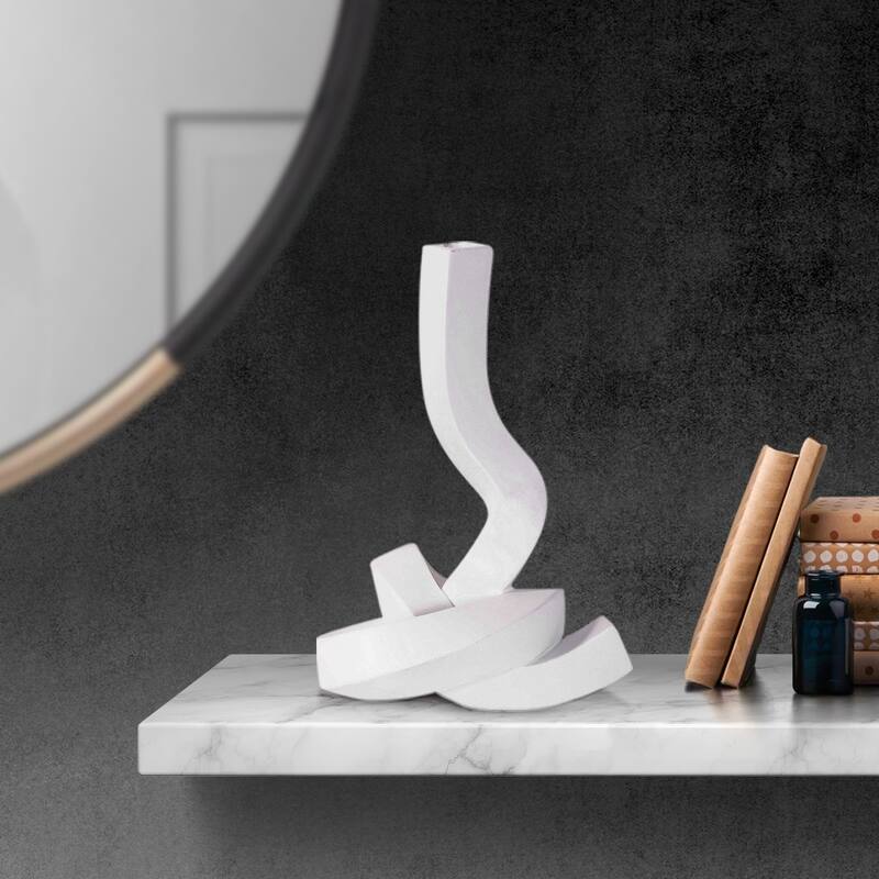Allan Andrews Contemporary Abstract Matte White Twisted Candle Holder