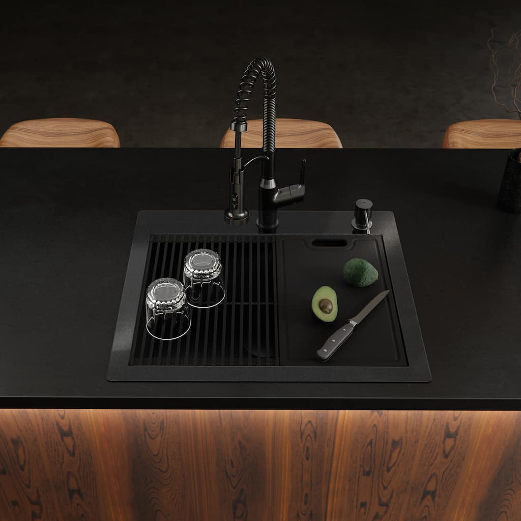 Matrix 25" Top Mount Workstation 16 Gauge Single Bowl Stainless Steel Kitchen Sink with Accessories