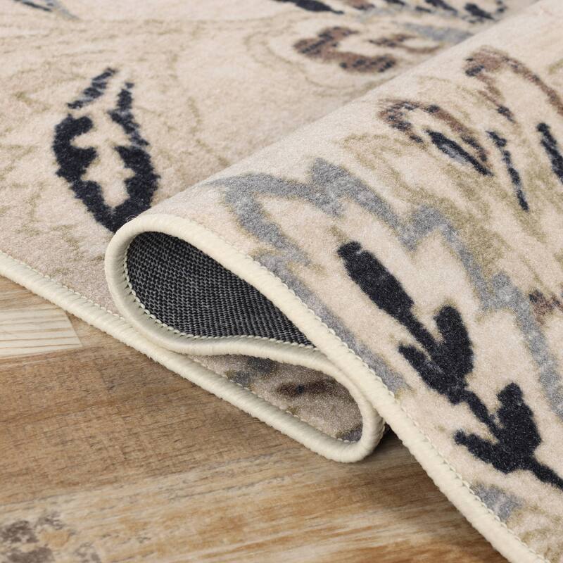Superior Jacobean Floral Modern Farmhouse Indoor Area Rug or Runner