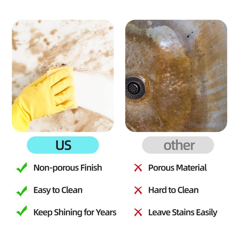 GDFStudio - Contemporary Ceramic Bathroom Vanity Sink with Pre-drilled Faucet Hole, Vanity-Top Only, Faucet & Drain NOT INCLUDED