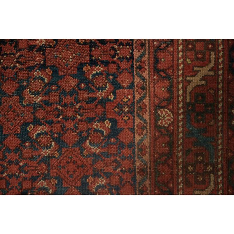 Hand Knotted Oriental 100% Wool Carpet Traditional Geometric Navy Blue & Blues Malayer Area Rug - 6' 8'' X 4' 4''