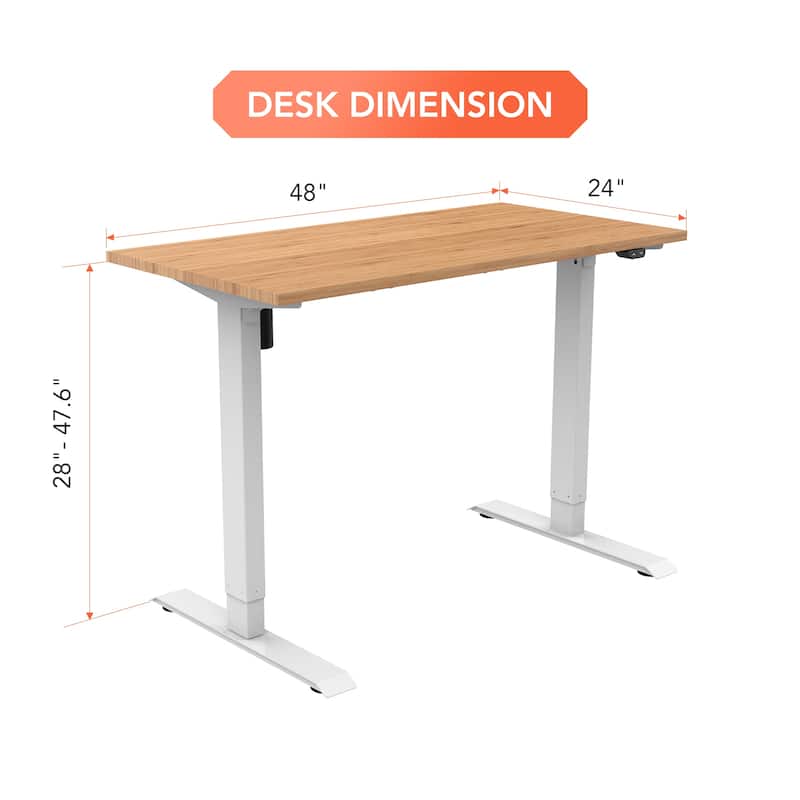 FLEXISPOT 48"x24" Home Office Electric Height Adjustable Standing Desk Sit Stand Desk Natural Bamboo Desk Top