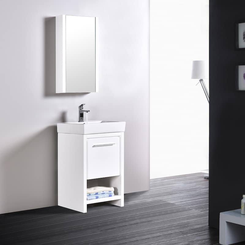 Solid Wood Bathroom Vanity with Mirror Medicine Cabinet