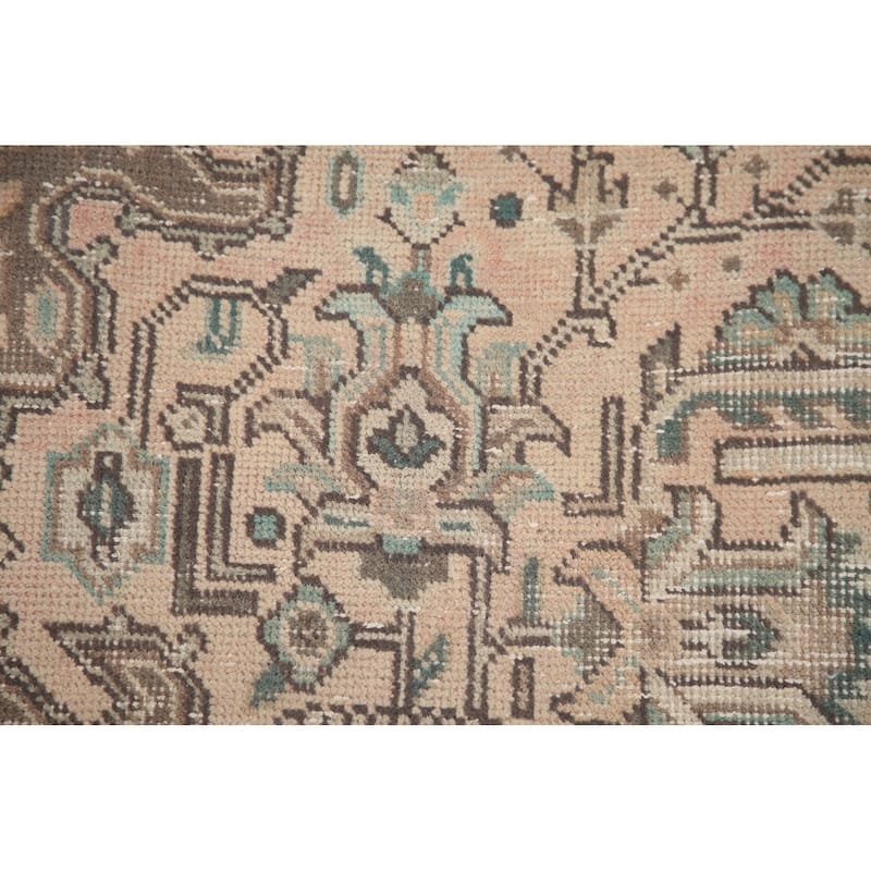 Hand Knotted Oriental 100% Wool Carpet Traditional Medallion Peach Tabriz Area Rug - 9' 8'' X 6' 4''