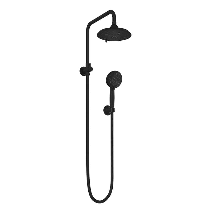 Laguna 8-in Multi-function Showerhead Shower System with Pivoting Shower Arm and Multi-function Handshower Matte Black