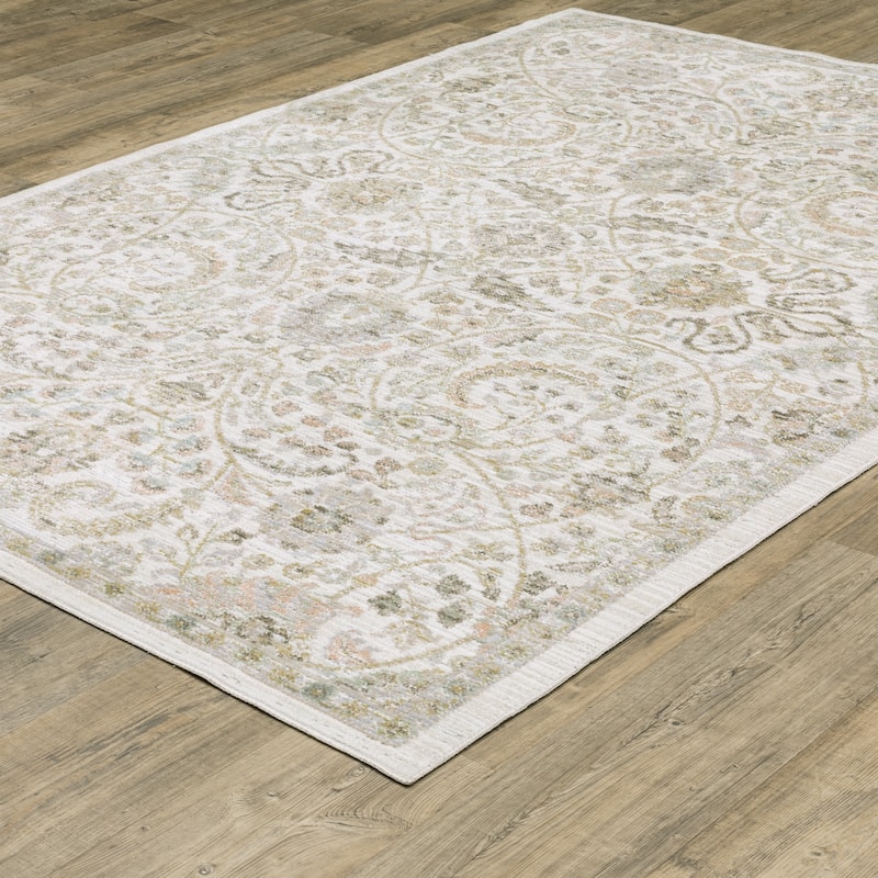 Calliope Textural Distressed Traditional Ivory/ Gold Area Rug