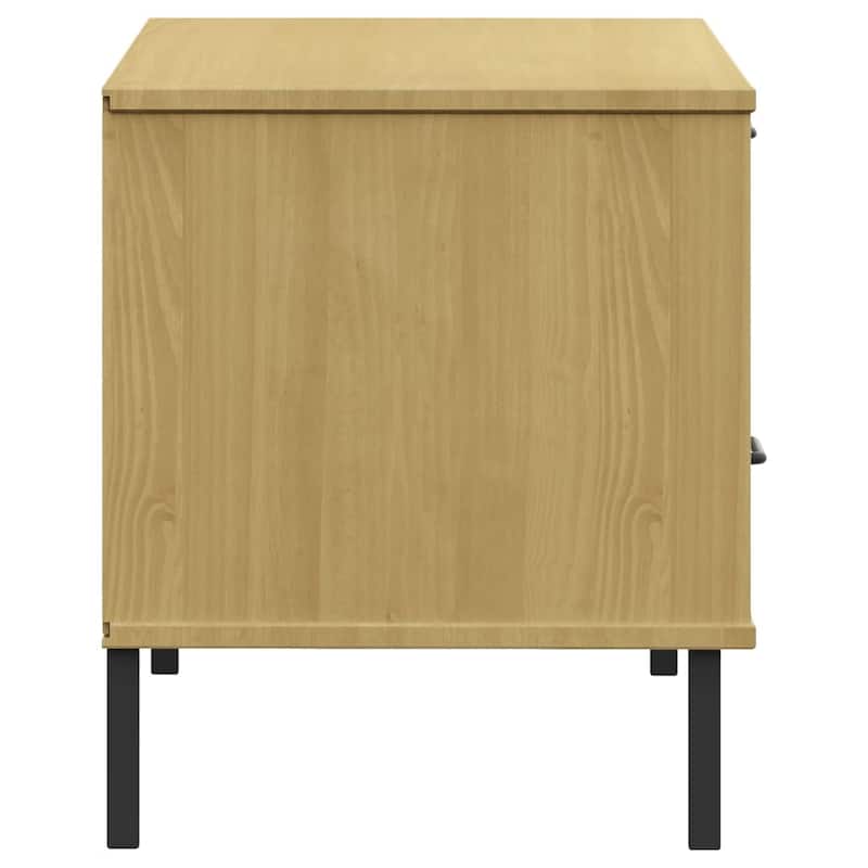 vidaXL TV Stand TV Console TV Console with Metal Legs Solid Wood Pine OSLO - 41.7" x 15.7" x 18.3"