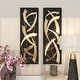 preview thumbnail 7 of 30, Gold Metal Dimensional Abstract Wall Decor with Black or White Wood Backing (Set of 2)