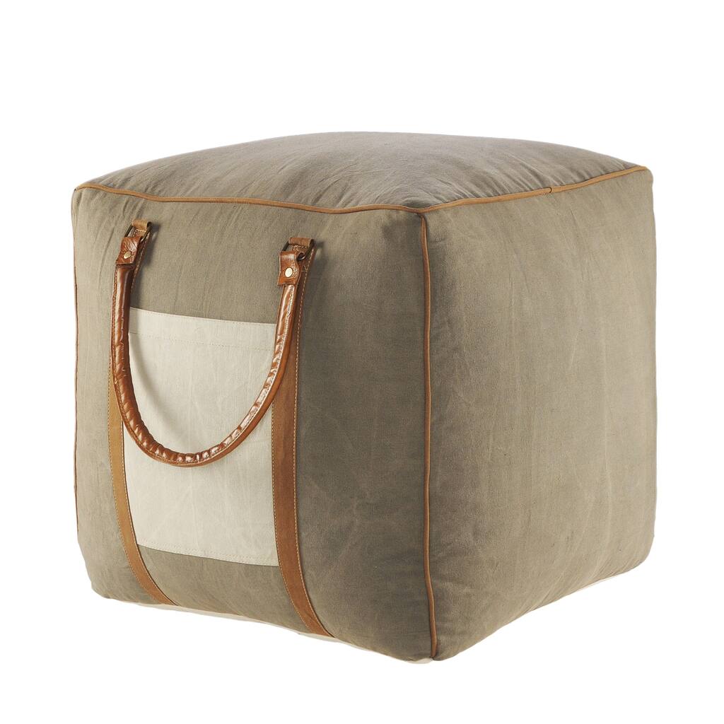 HomeRoots 20" Gray Cotton Blend Ottoman