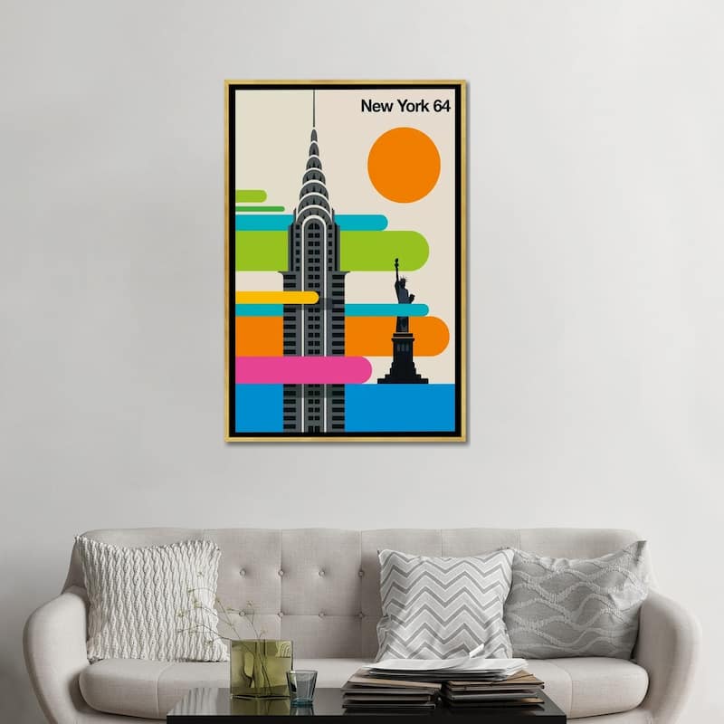 iCanvas "New York 64" by Bo Lundberg Framed Canvas Print