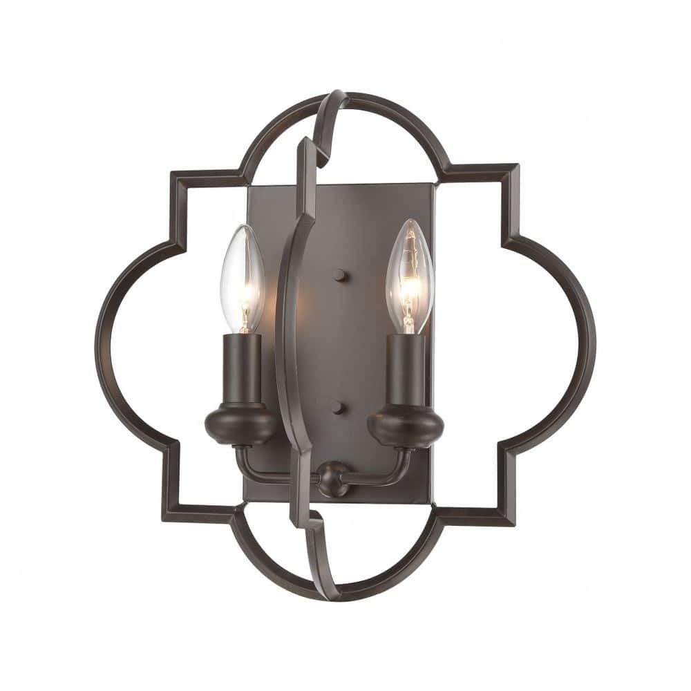 Quatrefoil Wall Light - Two Light Wall Sconce Oil Rubbed Bronze