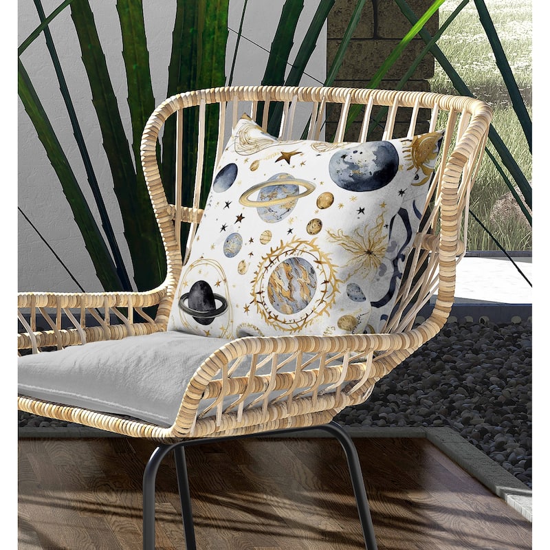 Space Fusion Indoor/Outdoor Reversible Throw Pillow White and Blue