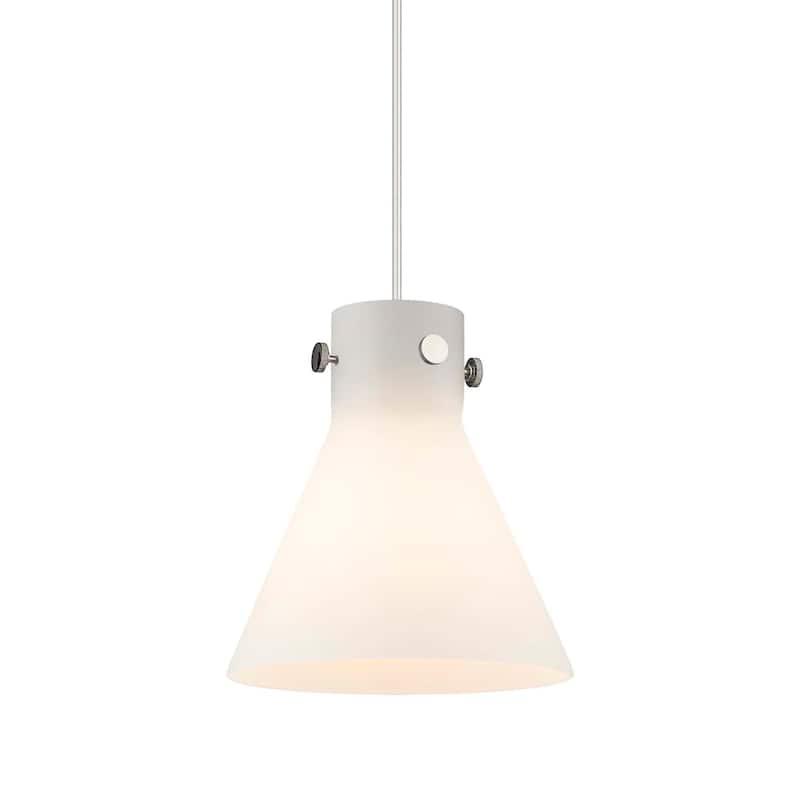 Innovations Lighting 410-1PM-11-10 Newton Cone Pendant Newton Cone 10" - Polished Nickel / Matte White