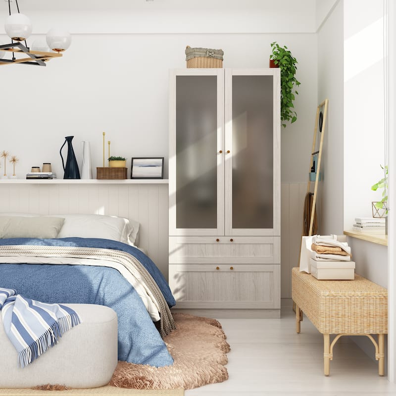 Combo Elegant Light Gray Wardrobe Modular Closet Configuration Armoire