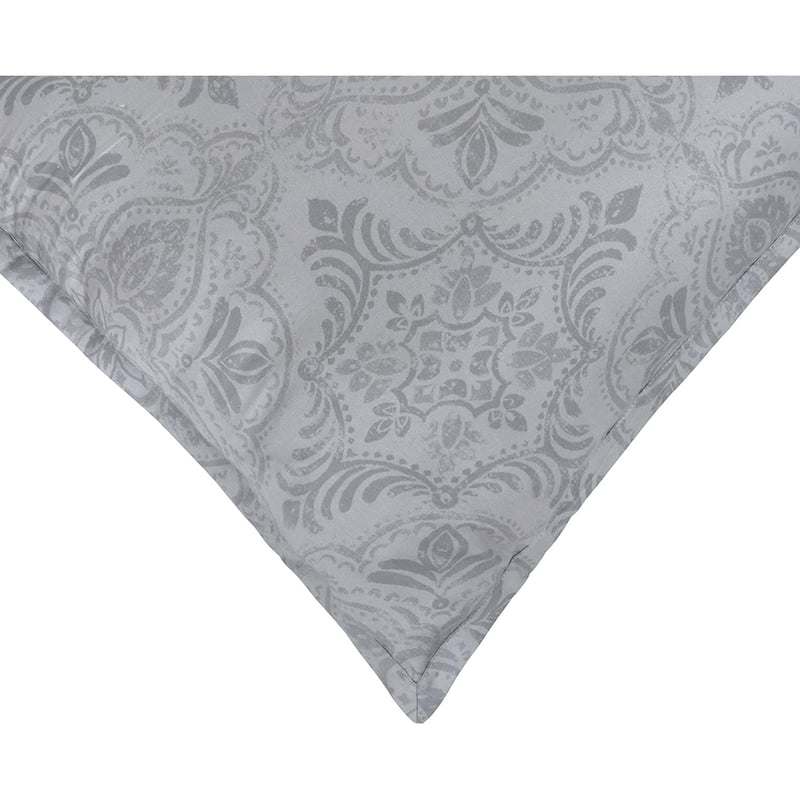 Delara GOTS Certified 100% Organic Cotton 2 Inch Flange Euro Sham Set of 2, 26"X26", Gilliam Grey