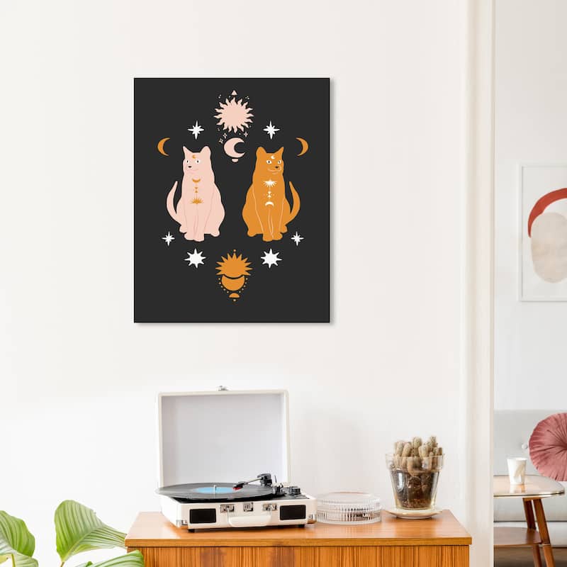 Wynwood Studio Canvas Holiday and Seasonal Midnight Loving Cats Black Modern & Contemporary Wall Art Canvas Print - 20 x 24