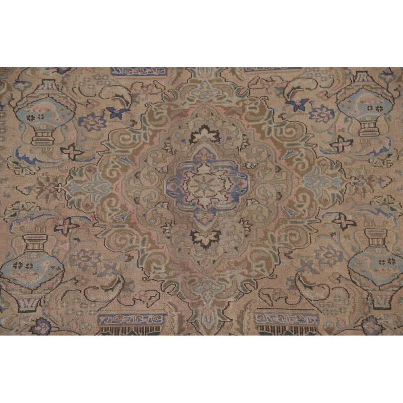 Hand Knotted Oriental 100% Wool Carpet Traditional Floral Peach Kashmar Area Rug - 12' 7'' X 9' 6''