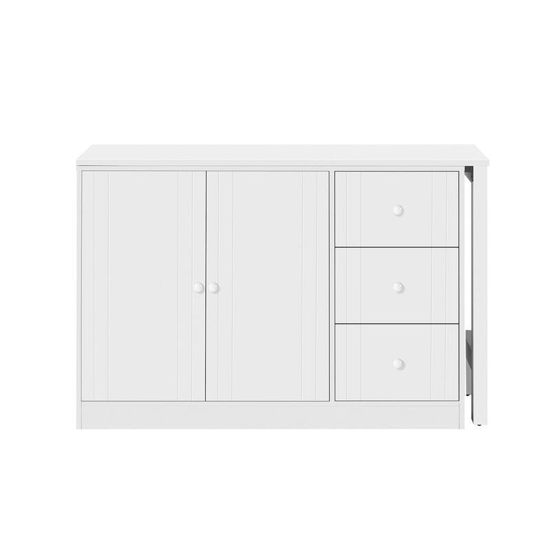 Multifunctional 89.7" Wooden Sideboard with Extendable Table and Storage for Living Room Organization