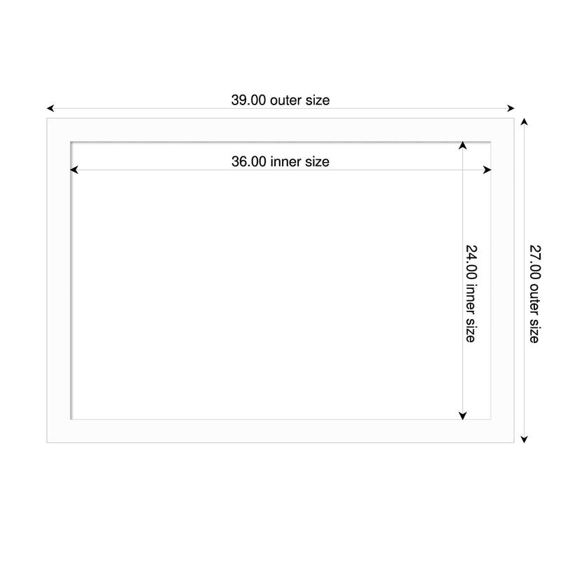 Amanti Art Basic Black Narrow Framed Dry Erase Magnetic Board - 39 x 27 in - Basic White Narrow