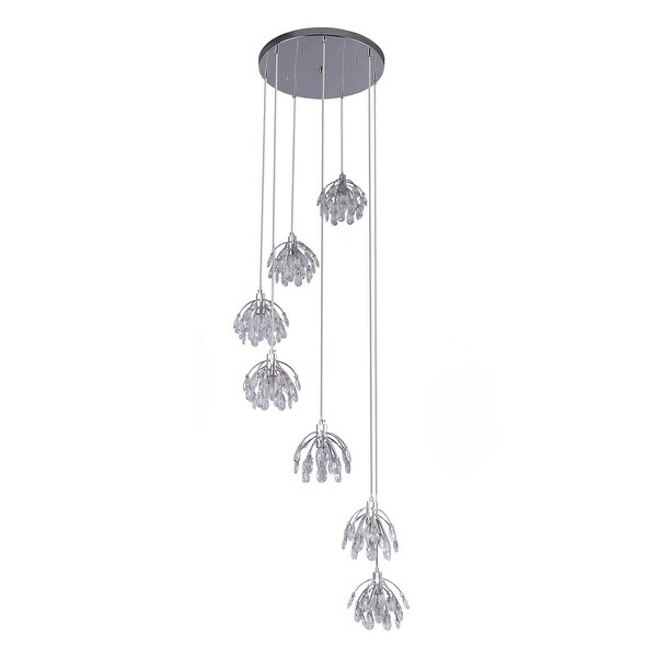 7 - Light Cluster Crystal Cylinder Stairway / Staircase Chandelier
