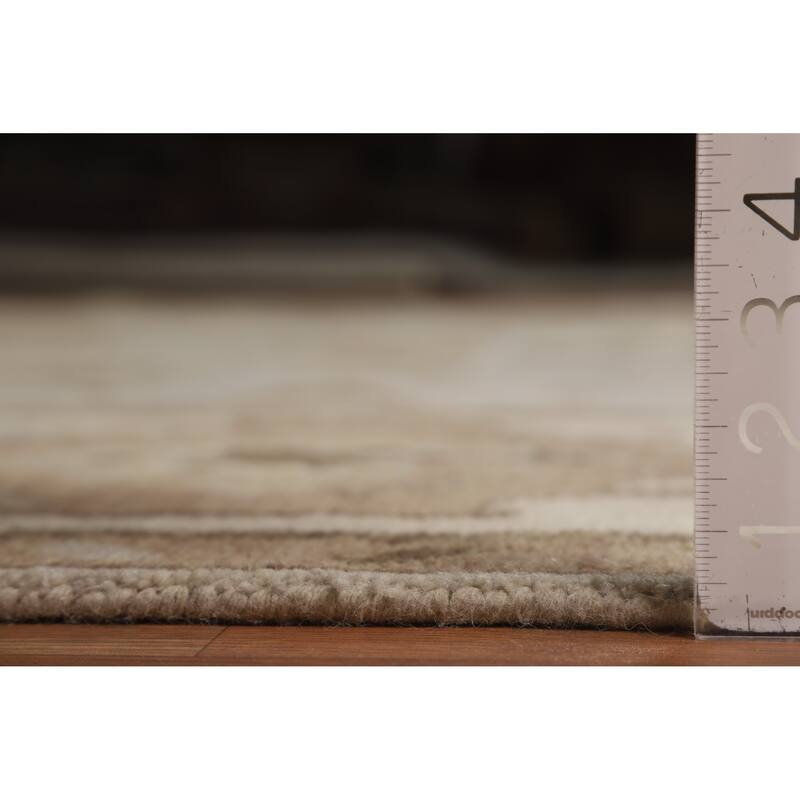 Gray Ivory Oushak Style Area Rug Handmade Wool Carpet - 9'1" x 11'10"