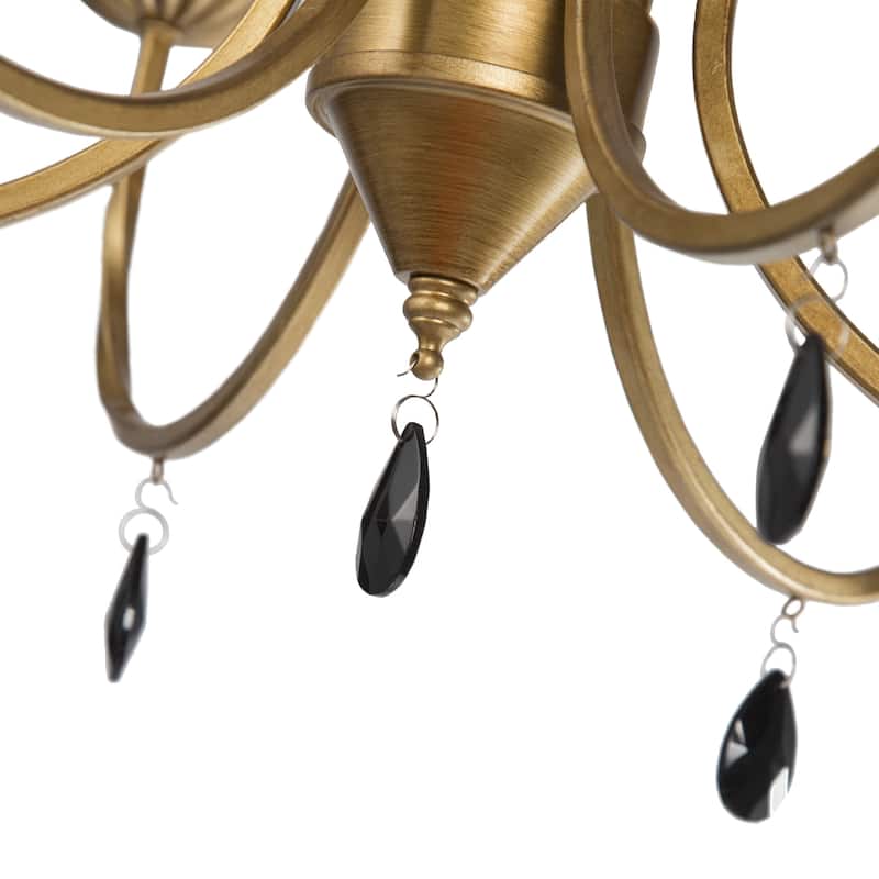 Farmhouse 6-Light Brushed Gold Classic Crystal Chandelier - W 23"x D 23"x H 24"