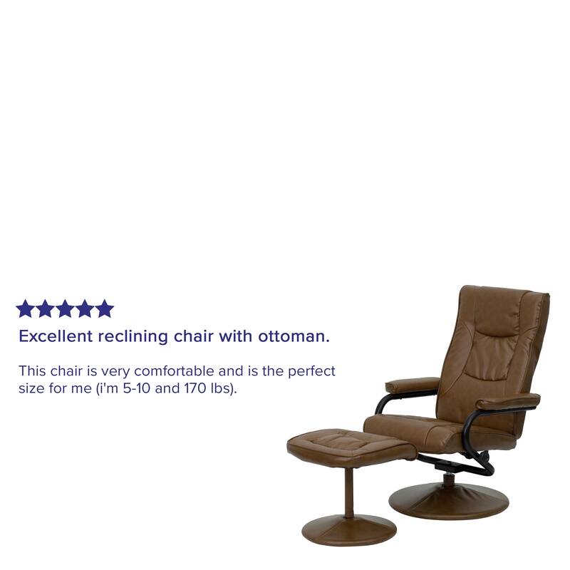 Contemporary Multi-Position Recliner and Ottoman with Wrapped Base