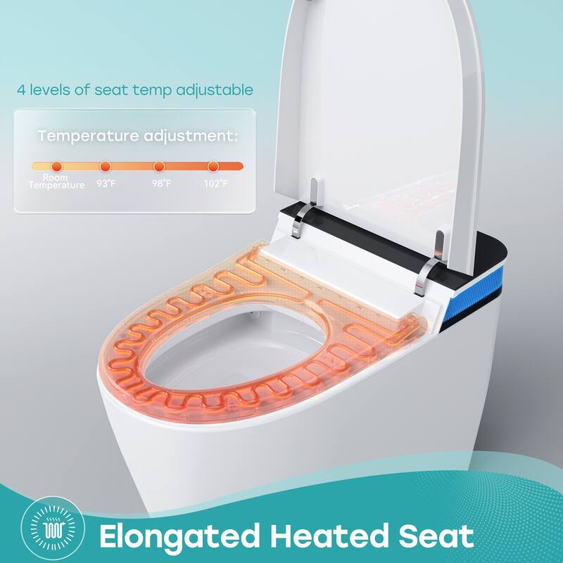 HOROW T38D Elongated Smart Toilet Bidet Foot Kick Flush Warm Water Remote White