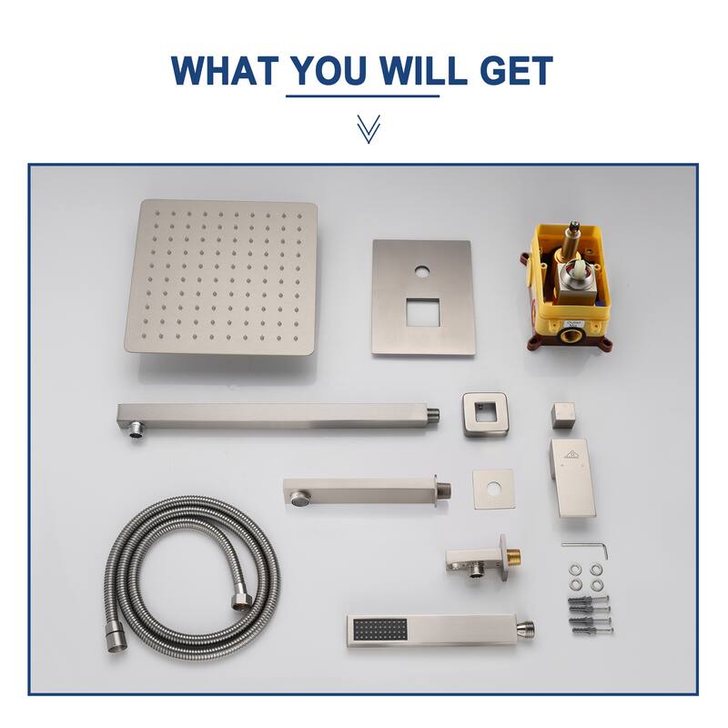 3 Function 10" Wall Mounted Dual Shower Heads Shower System With Tub Spout