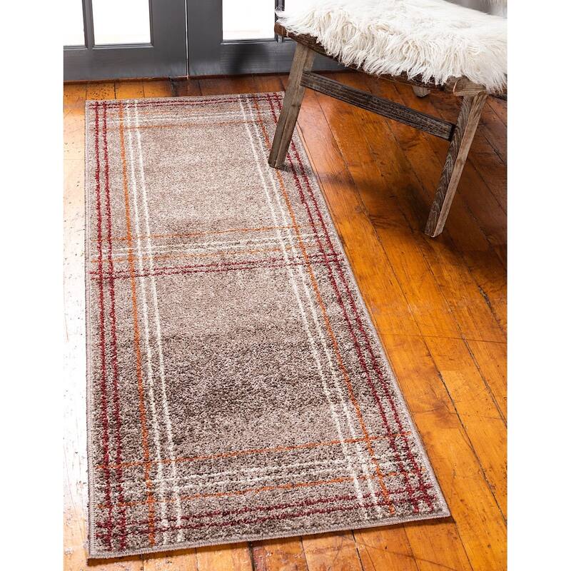 Contemporary Beallara Collection Area Rug - 2'6"x10' - Light Brown