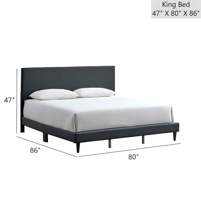 GDF Studio - Emily Modern Upholstered Bed with Adjustable Headboard (Mattress Not Included)