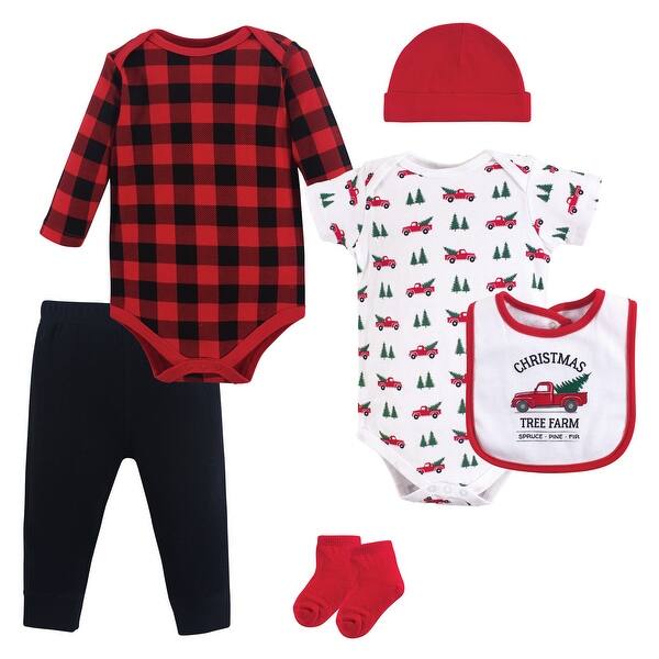 slide 1 of 1, Hudson Baby Infant Boy Cotton Layette Set, Christmas Tree 0-3 Months - Christmas Tree